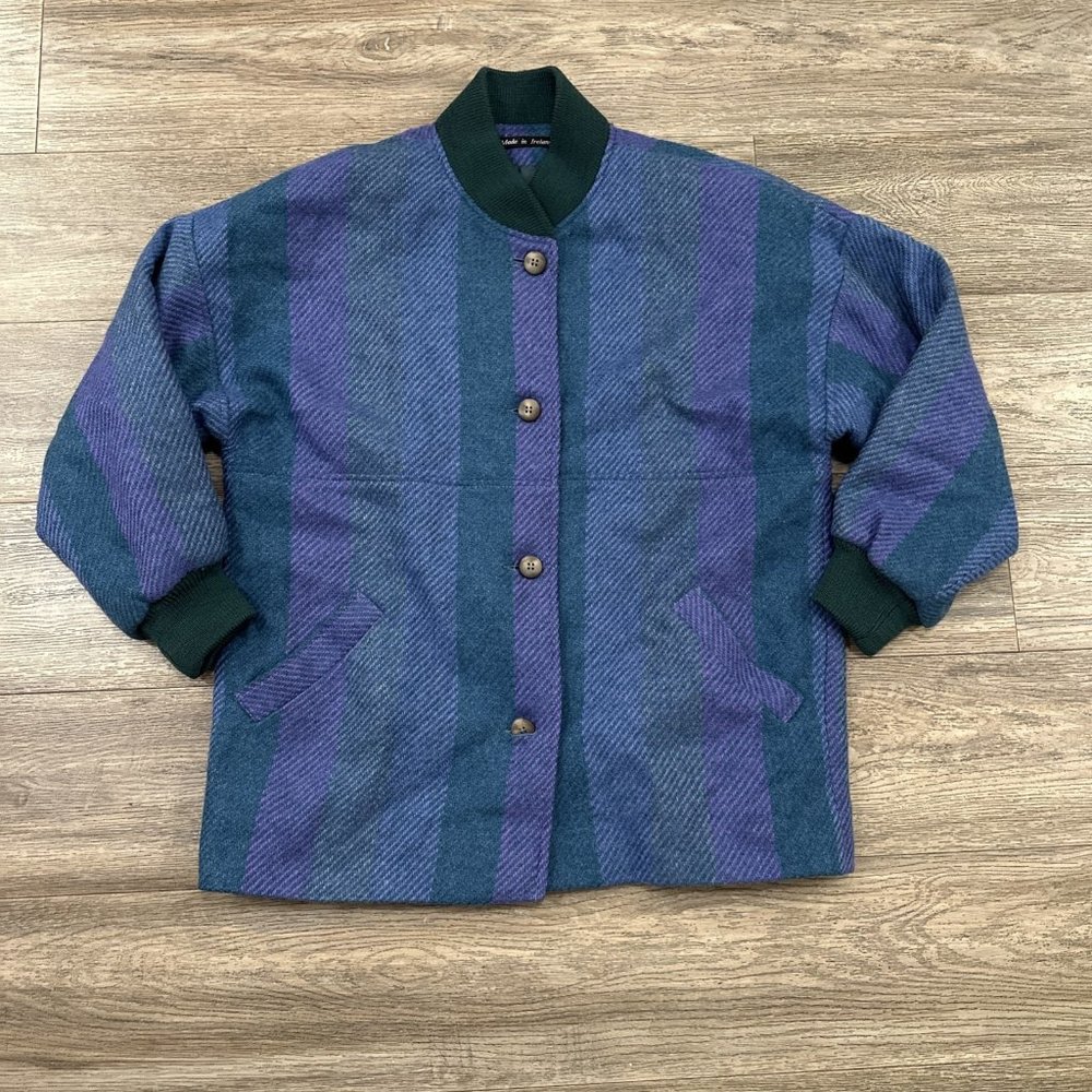 Vtg AVOCA Collection Jacket Coat Oversize Bouclé Wool  Wicklow Ireland Sz Large